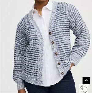 Torrid Navy and White Striped Cardigan